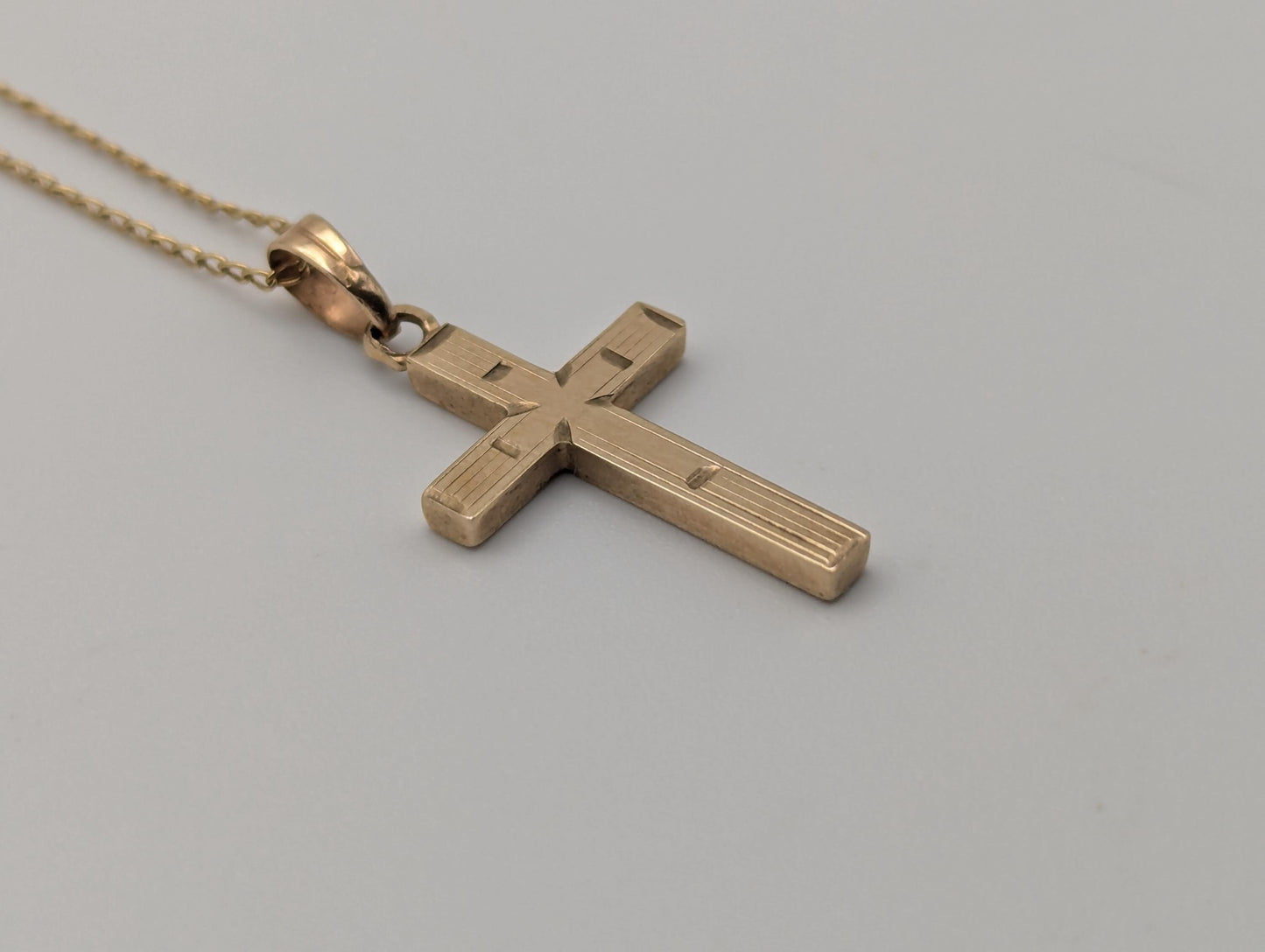 Israel 10k Yellow Gold Cross Pendant Necklace 15 " Crucifix Necklace