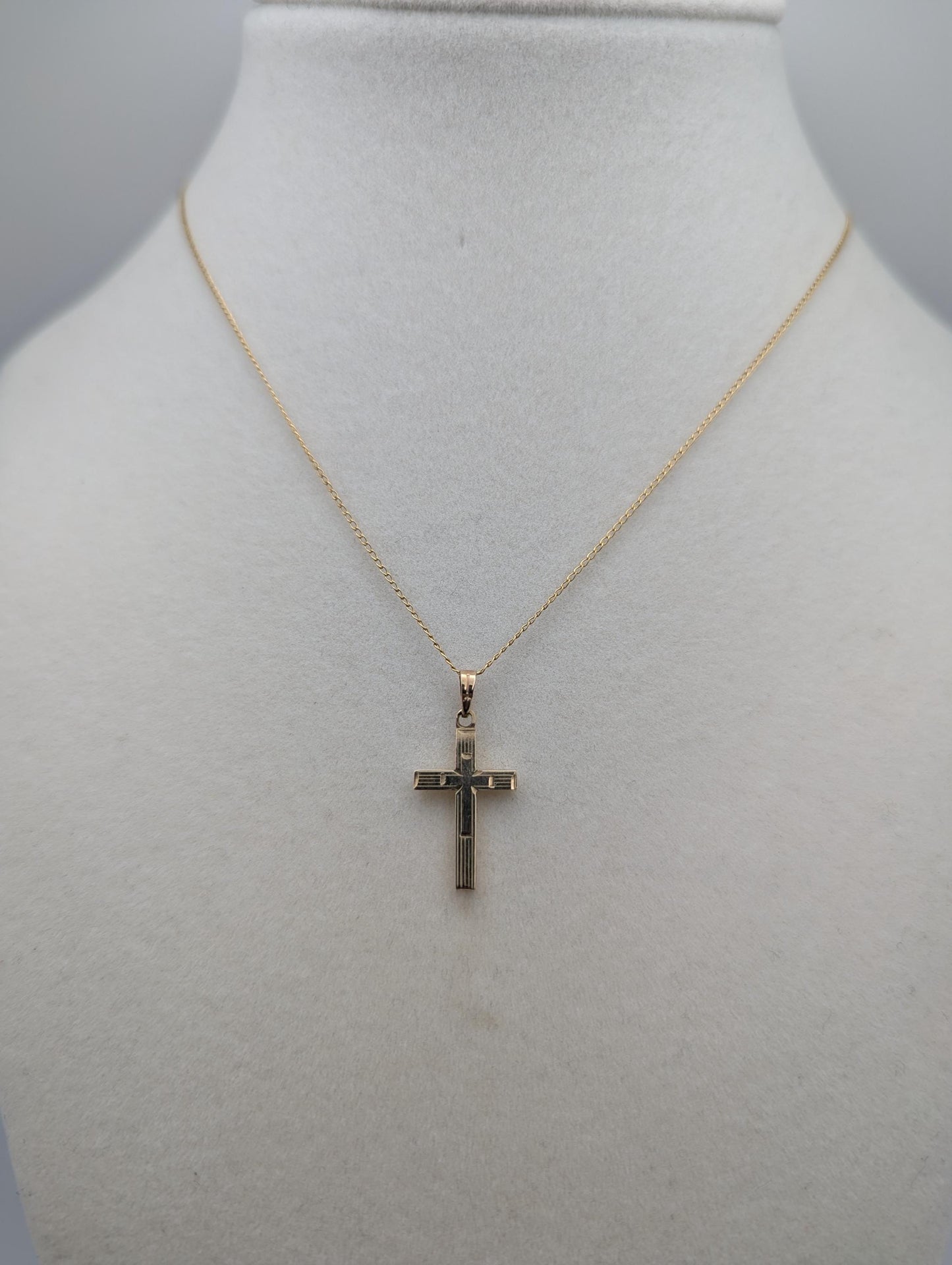 Israel 10k Yellow Gold Cross Pendant Necklace 15 " Crucifix Necklace