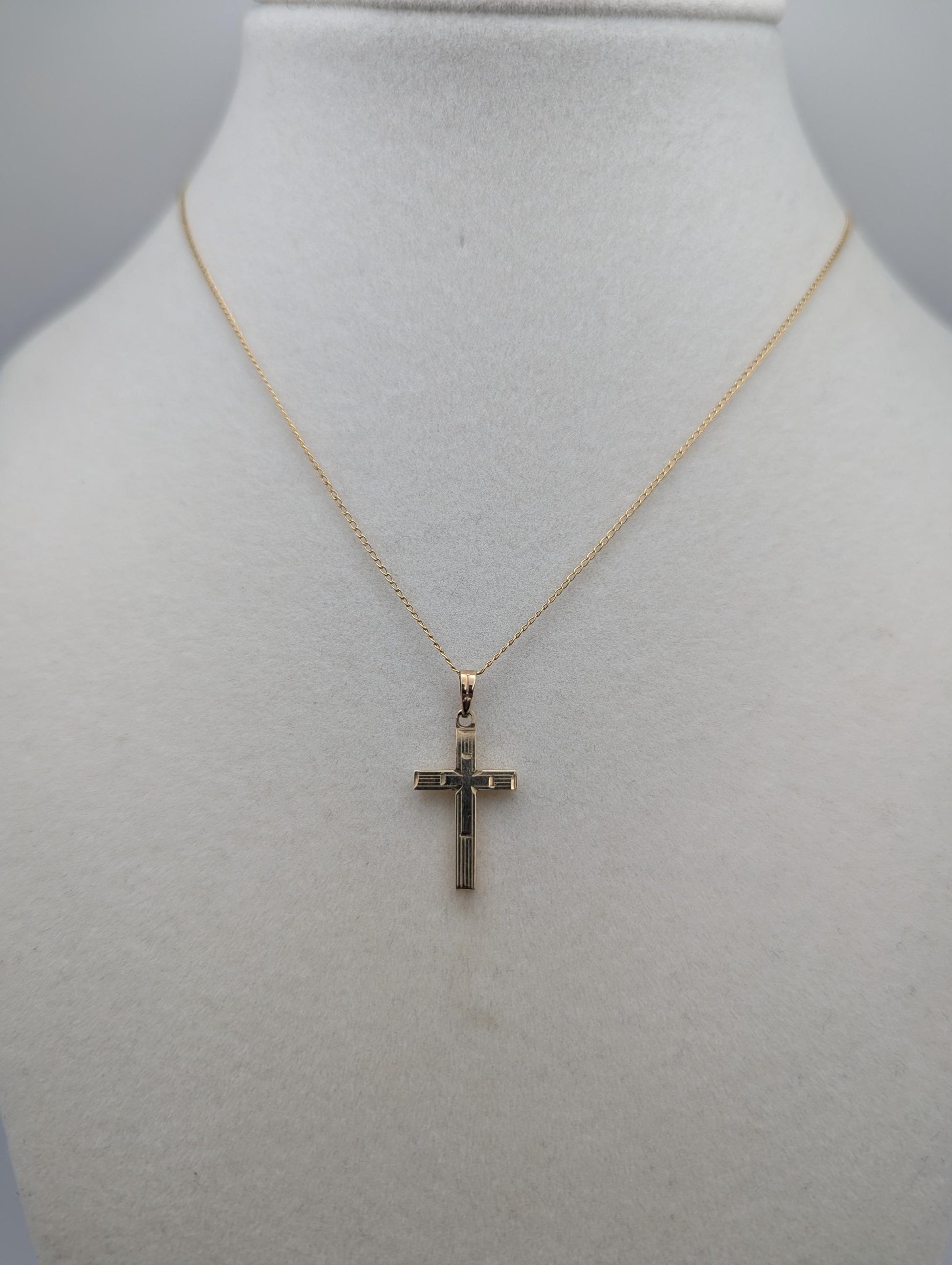 Israel 10k Yellow Gold Cross Pendant Necklace 15 " Crucifix Necklace