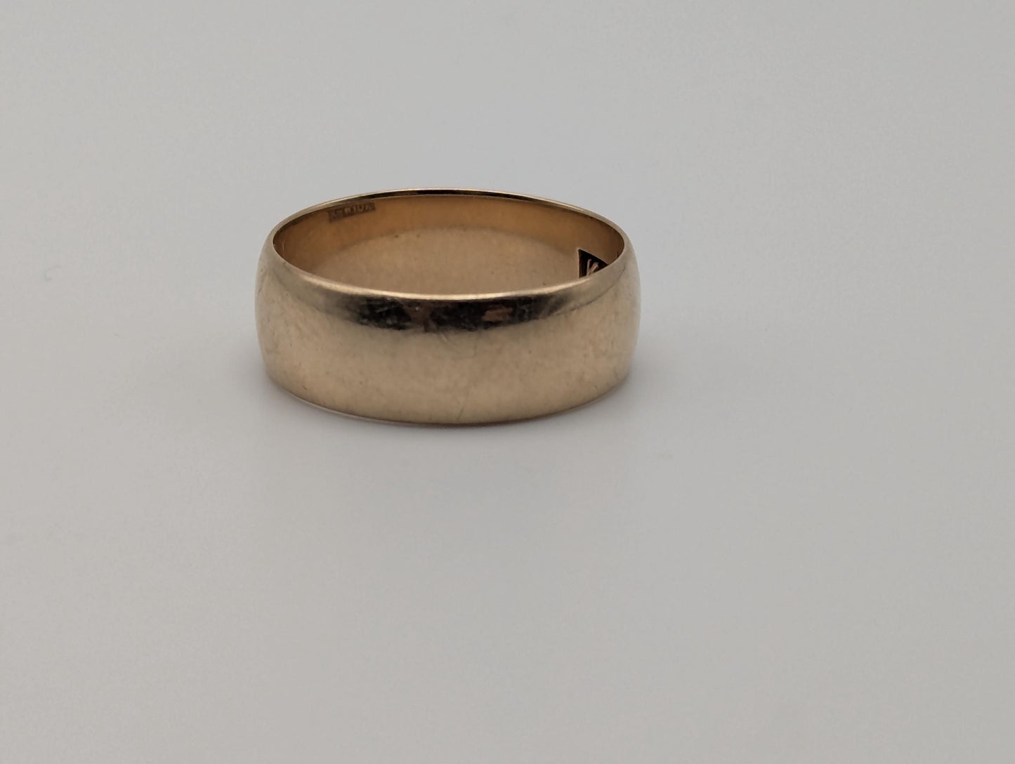 Antique 10k Gold Plain Comfort Fit 7mm Wedding Cigar Wide Band Ring Anniversary