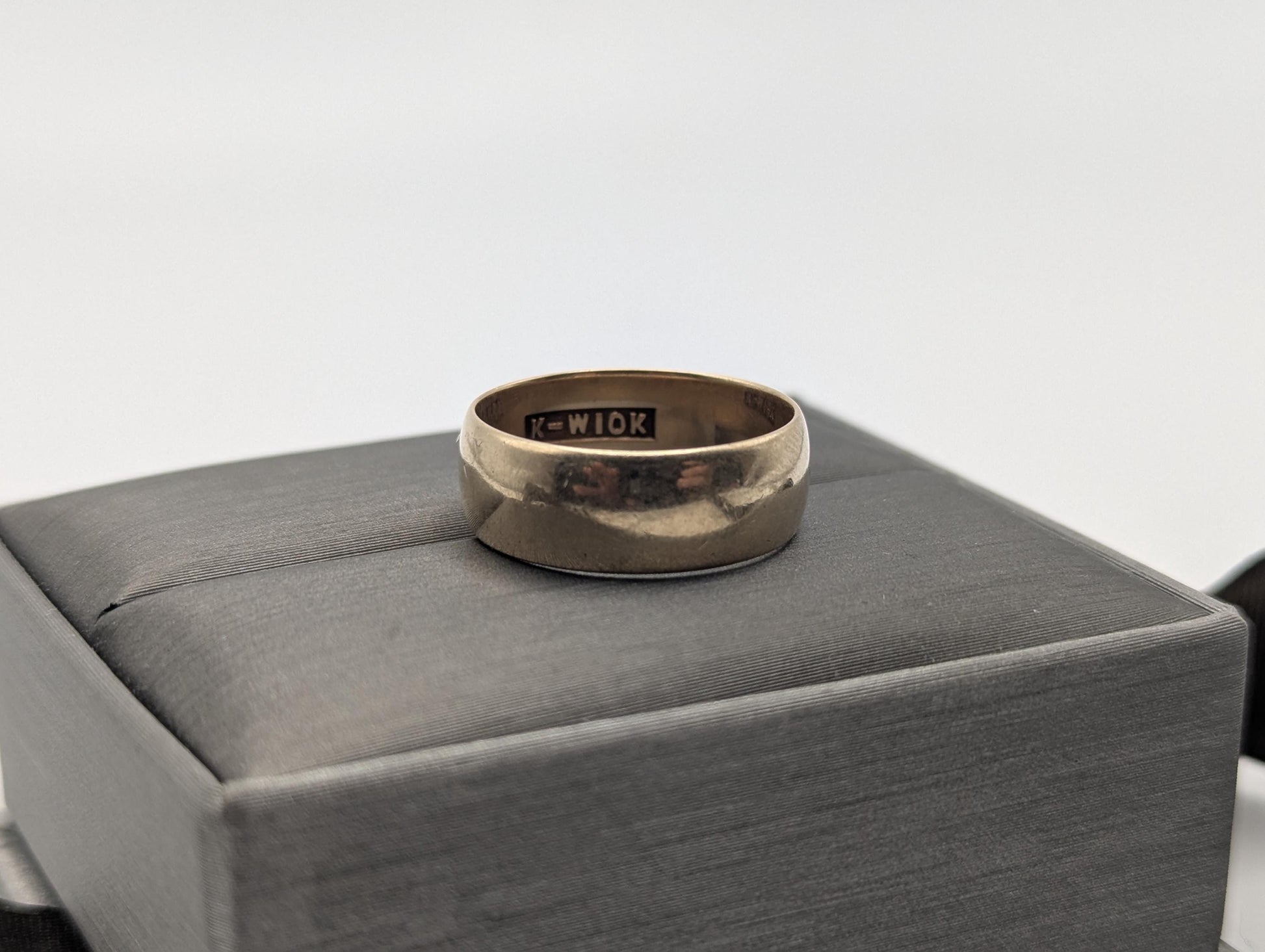 Antique 10k Gold Plain Comfort Fit 7mm Wedding Cigar Wide Band Ring Anniversary