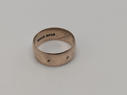 10k Antique 1894 Yellow Gold Plain Comfort Fit 8mm Wedding Cigar Wide Band