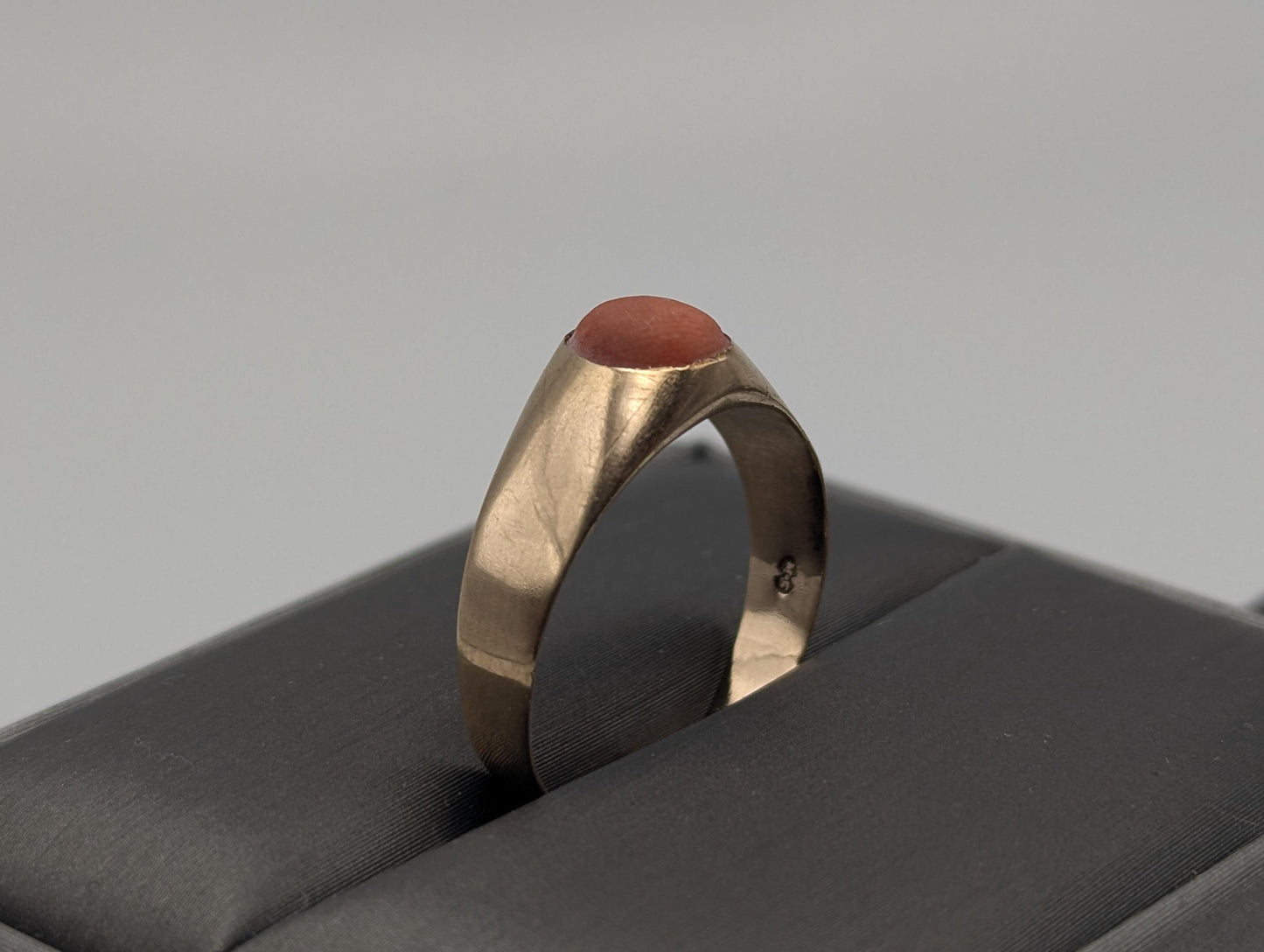 14k Yellow Gold Pink Coral Ring Cocktail Ring Statement Ring