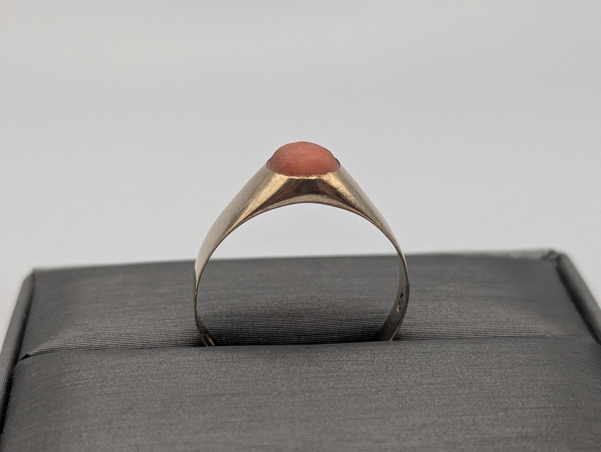 14k Yellow Gold Pink Coral Ring Cocktail Ring Statement Ring