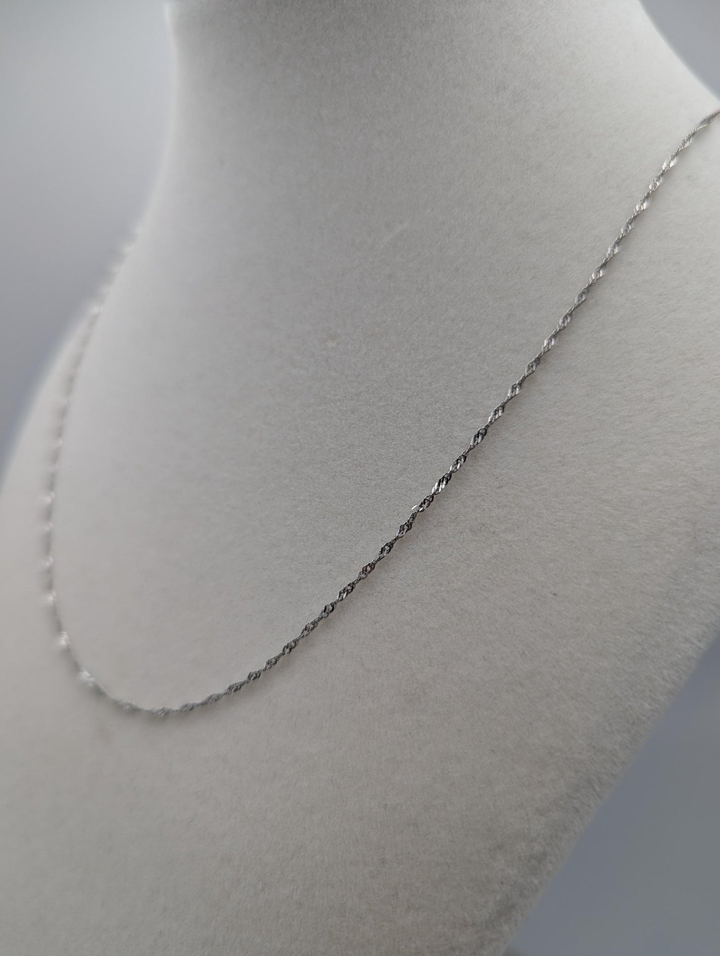14k White Gold 1.1mm Twisted Chain Classic White Gold Chain 18" Necklace