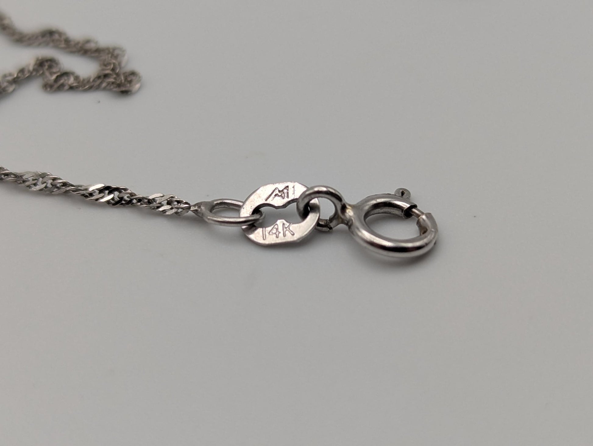 14k White Gold 1.1mm Twisted Chain Classic White Gold Chain 18" Necklace