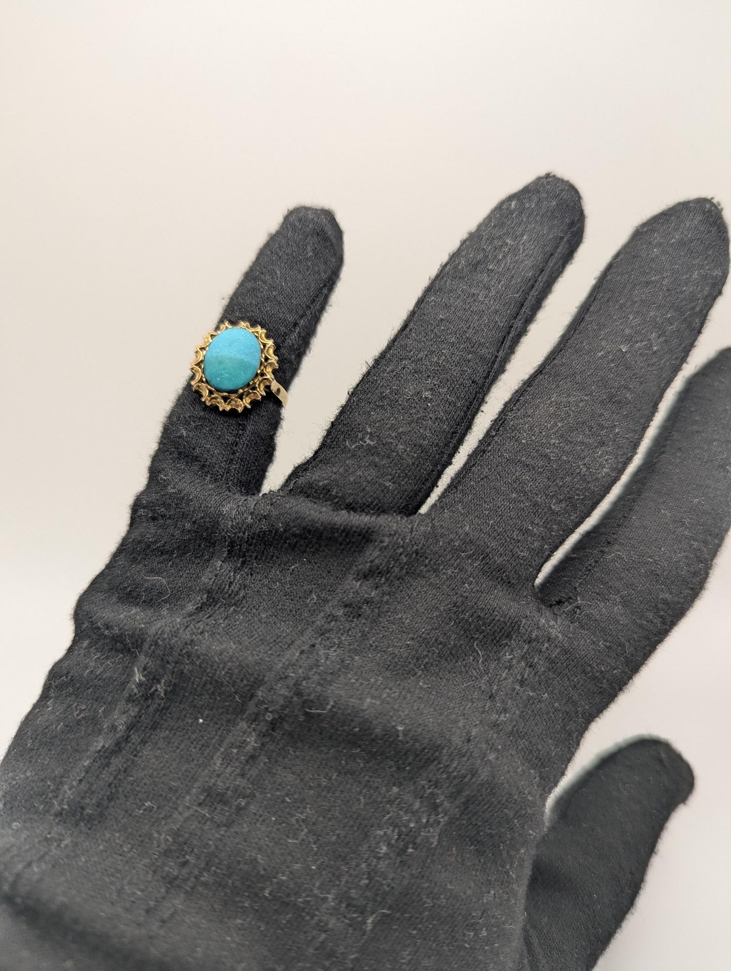 14k Yellow Gold Vintage Turquoise Cluster Ring Vintage Cocktail Ring