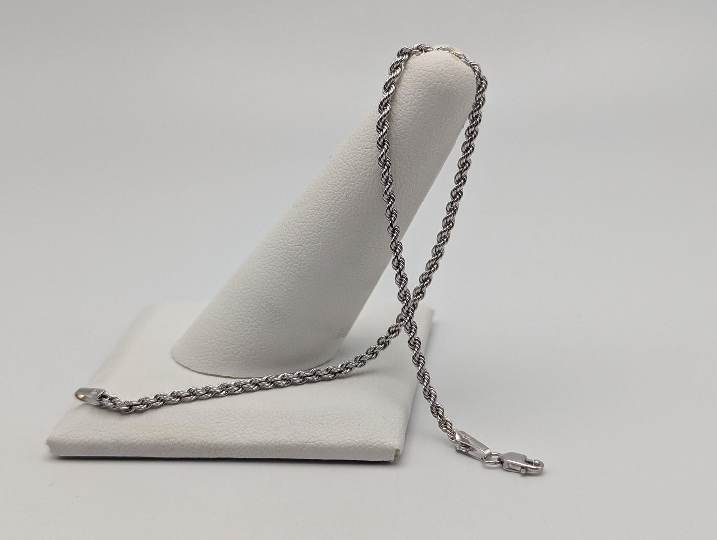 14k White Gold 1.9mm Twisted Rope 7" Bracelet Chain Classic Gold Rope Chain