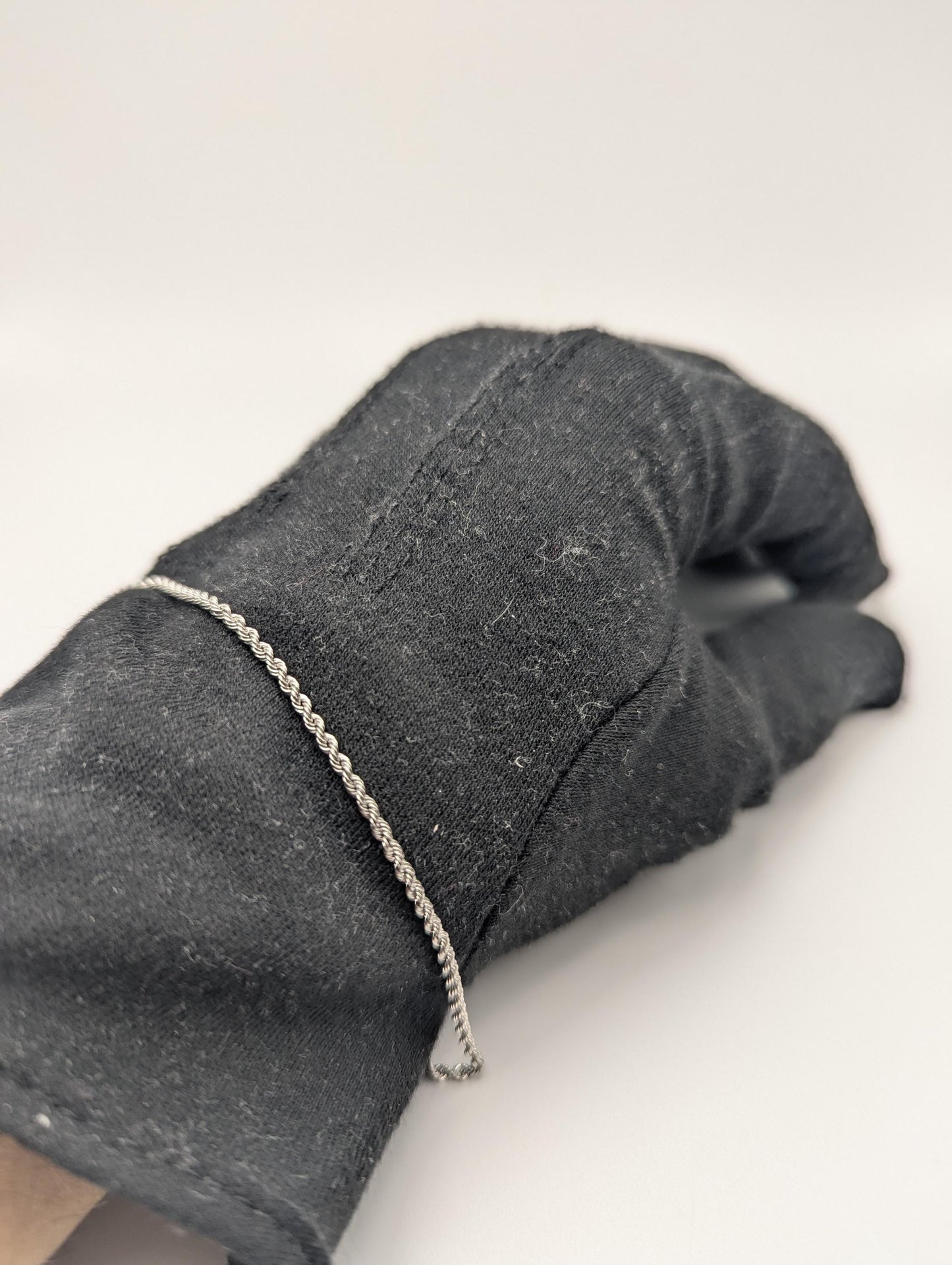 14k White Gold 1.9mm Twisted Rope 7" Bracelet Chain Classic Gold Rope Chain