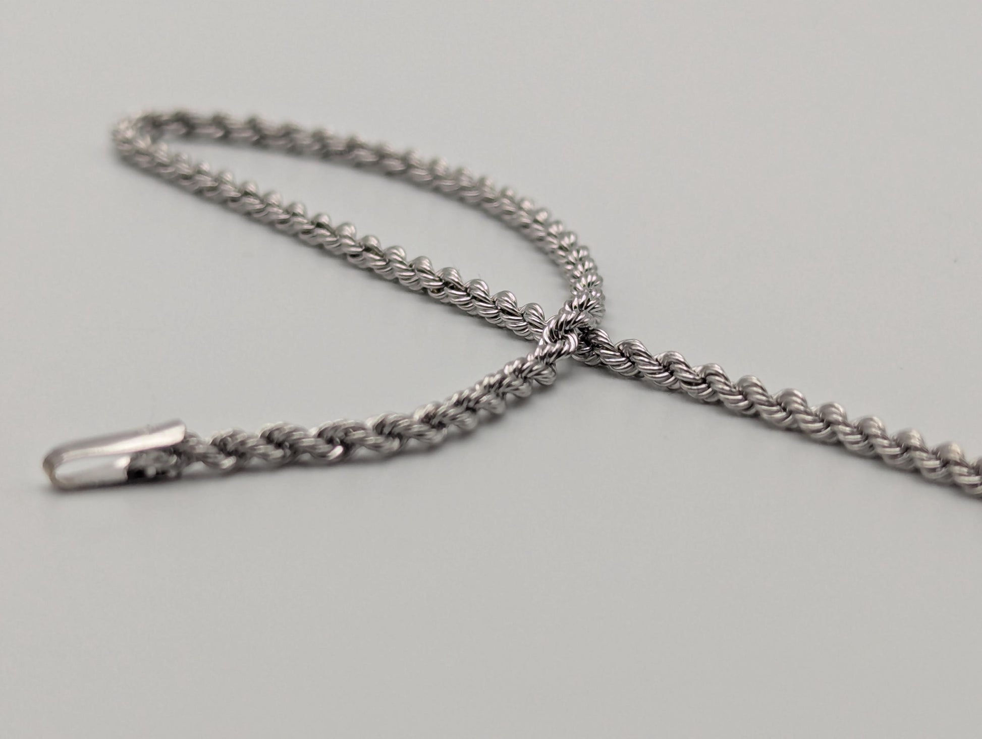 14k White Gold 1.9mm Twisted Rope 7" Bracelet Chain Classic Gold Rope Chain