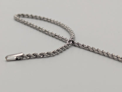 14k White Gold 1.9mm Twisted Rope 7" Bracelet Chain Classic Gold Rope Chain