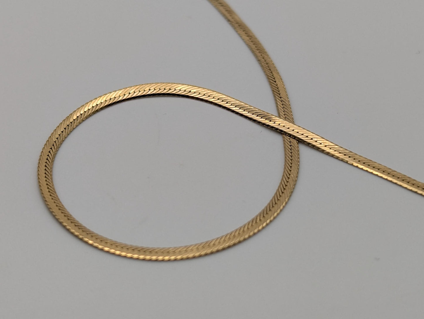 14k Yellow Gold Herringbone Bracelet. Solid Gold Bracelet chain 7.5"
