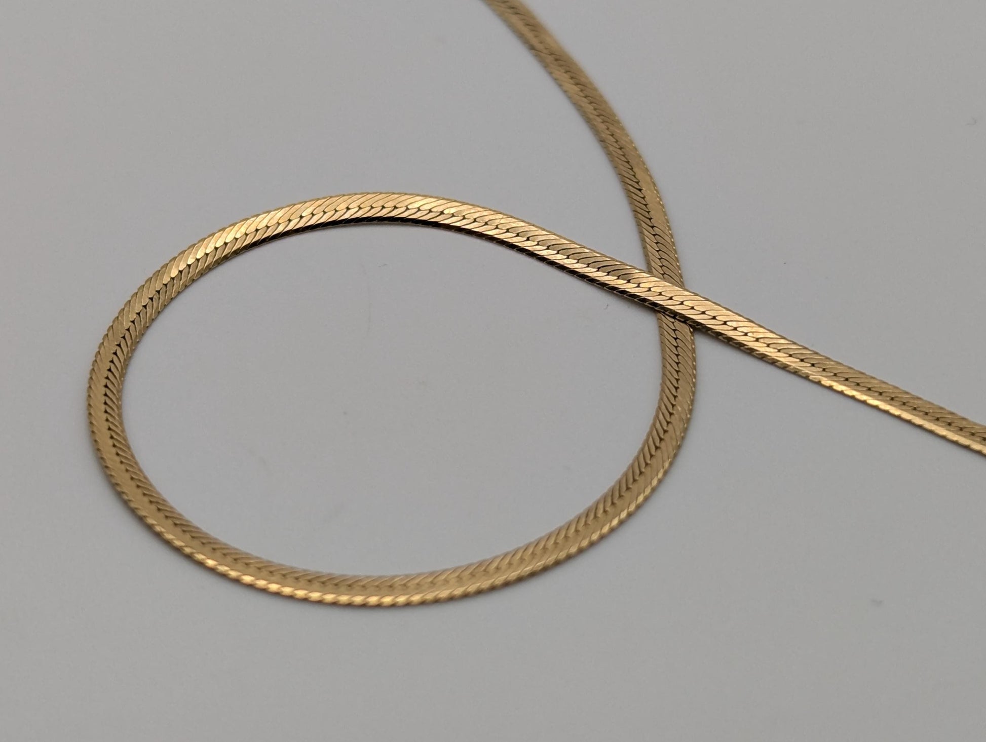 14k Yellow Gold Herringbone Bracelet. Solid Gold Bracelet chain 7.5"