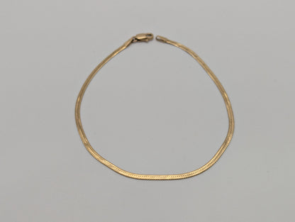 14k Yellow Gold Herringbone Bracelet. Solid Gold Bracelet chain 7.5"