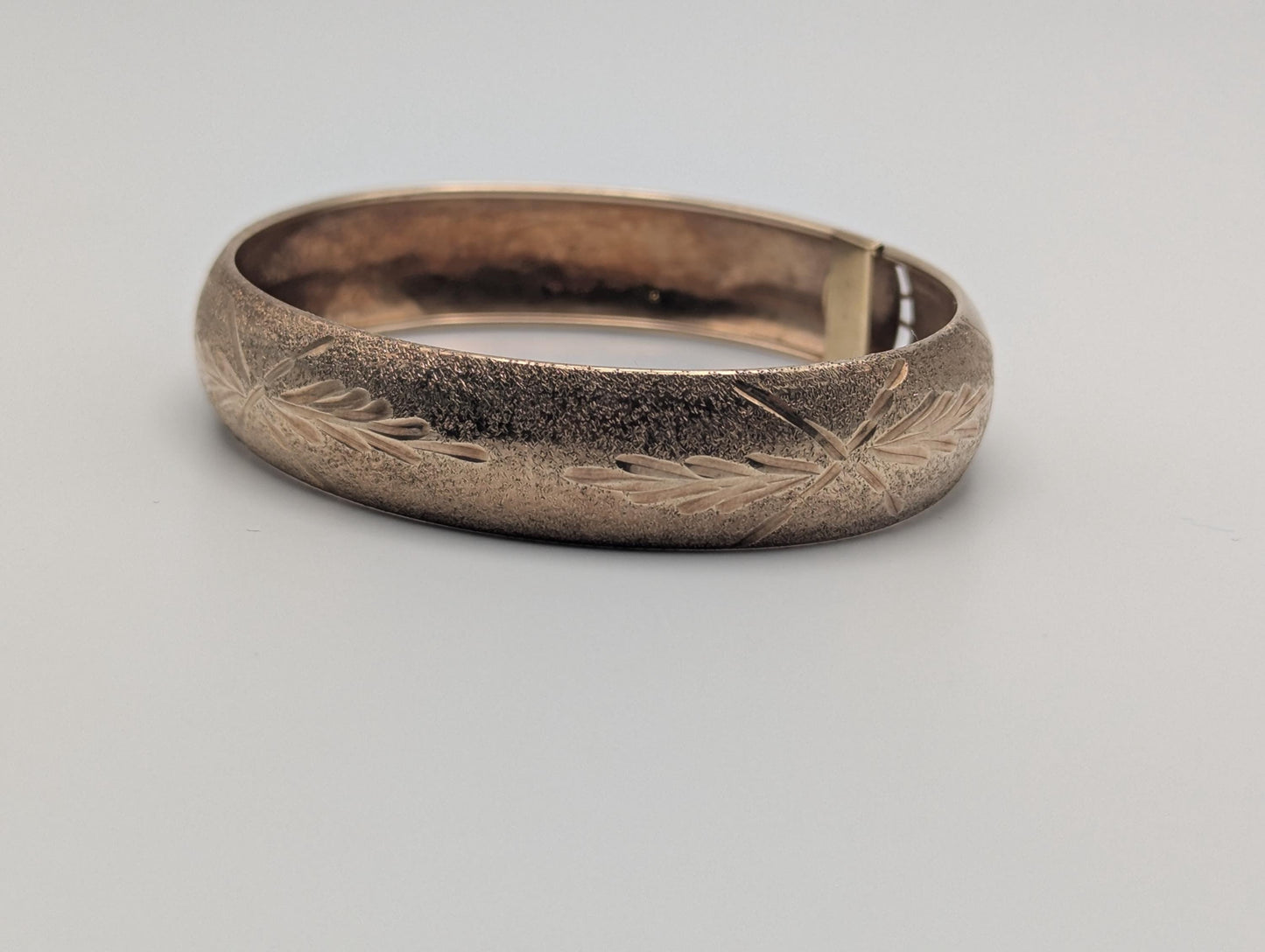 Large 10k Heavy Multi Gold X Etched Bangle 12.2mm Bracelet Design Solid Gold Women's Bangle