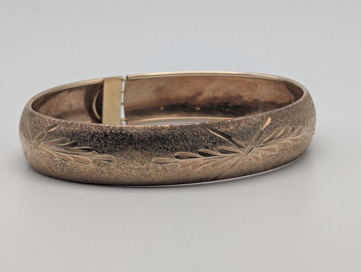 Large 10k Heavy Multi Gold X Etched Bangle 12.2mm Bracelet Design Solid Gold Women's Bangle