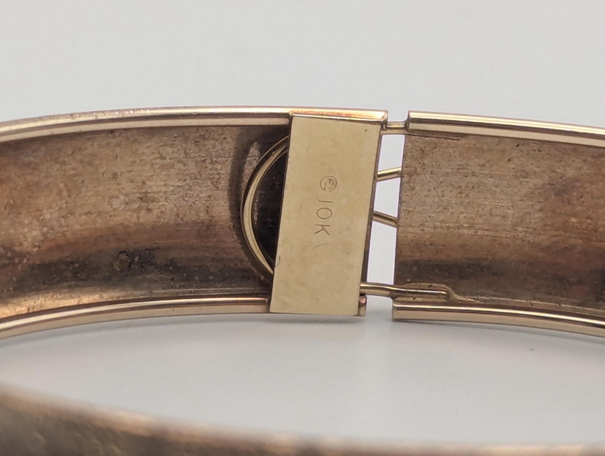 Large 10k Heavy Multi Gold X Etched Bangle 12.2mm Bracelet Design Solid Gold Women's Bangle