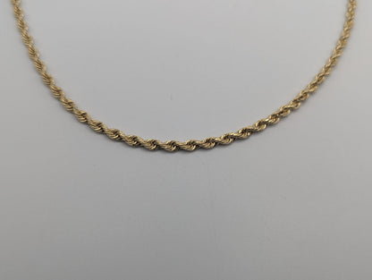 14k Yellow Gold Twisted Rope Chain 20" Classic Rope Chain Necklace