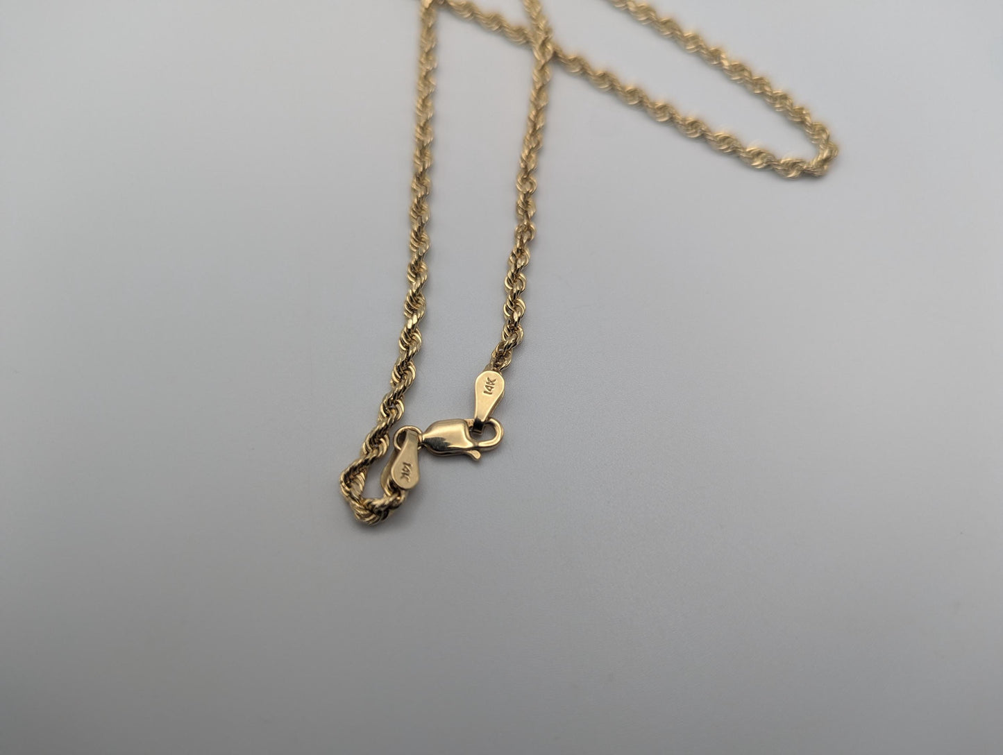 14k Yellow Gold Twisted Rope Chain 20" Classic Rope Chain Necklace