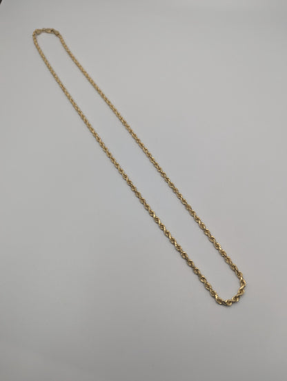 14k Yellow Gold Twisted Rope Chain 20" Classic Rope Chain Necklace