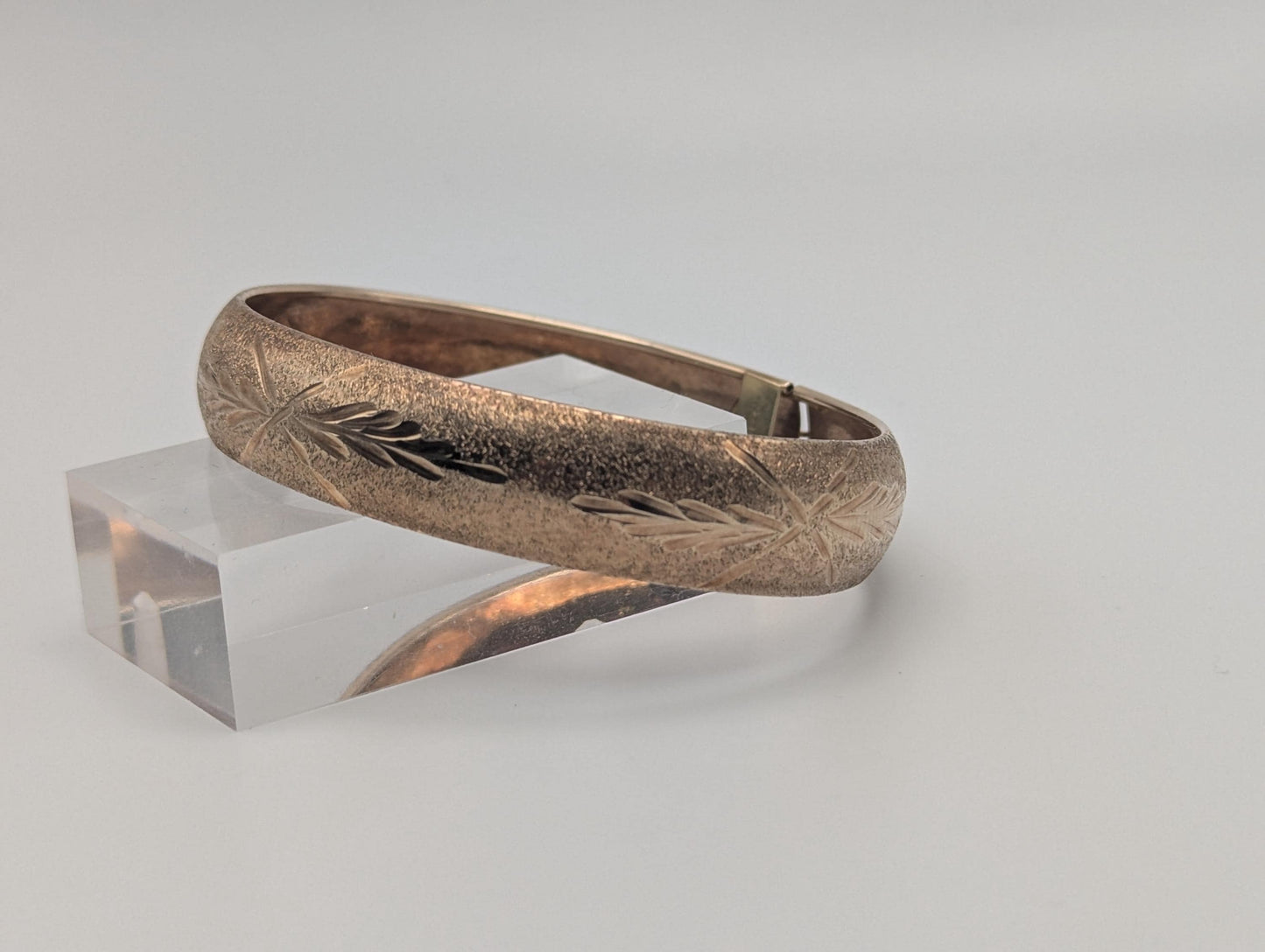 Large 10k Heavy Multi Gold X Etched Bangle 12.2mm Bracelet Design Solid Gold Women's Bangle
