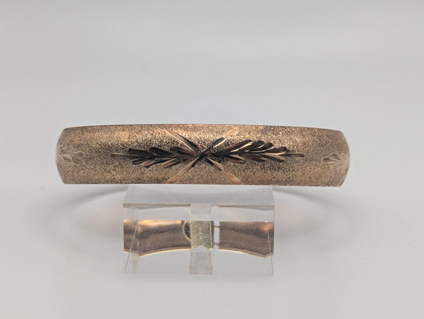 Large 10k Heavy Multi Gold X Etched Bangle 12.2mm Bracelet Design Solid Gold Women's Bangle