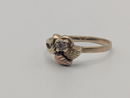 10k Black Hills Gold Tri-Colored Diamond Leaf Vine Ring Women's Black Hills Gold Vine Ring