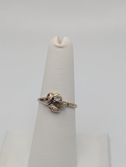 10k Black Hills Gold Tri-Colored Diamond Leaf Vine Ring Women's Black Hills Gold Vine Ring