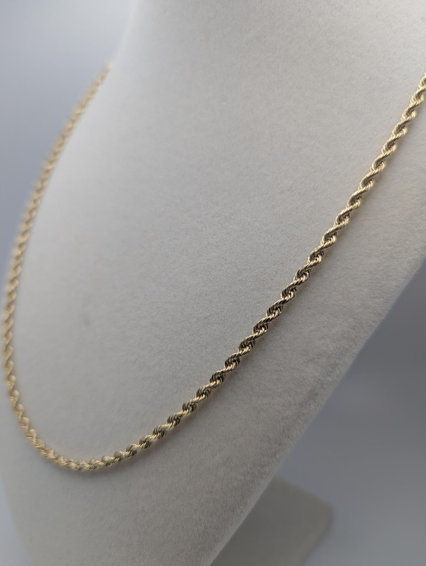 14k Yellow Gold Twisted Rope Chain 20" Classic Rope Chain Necklace