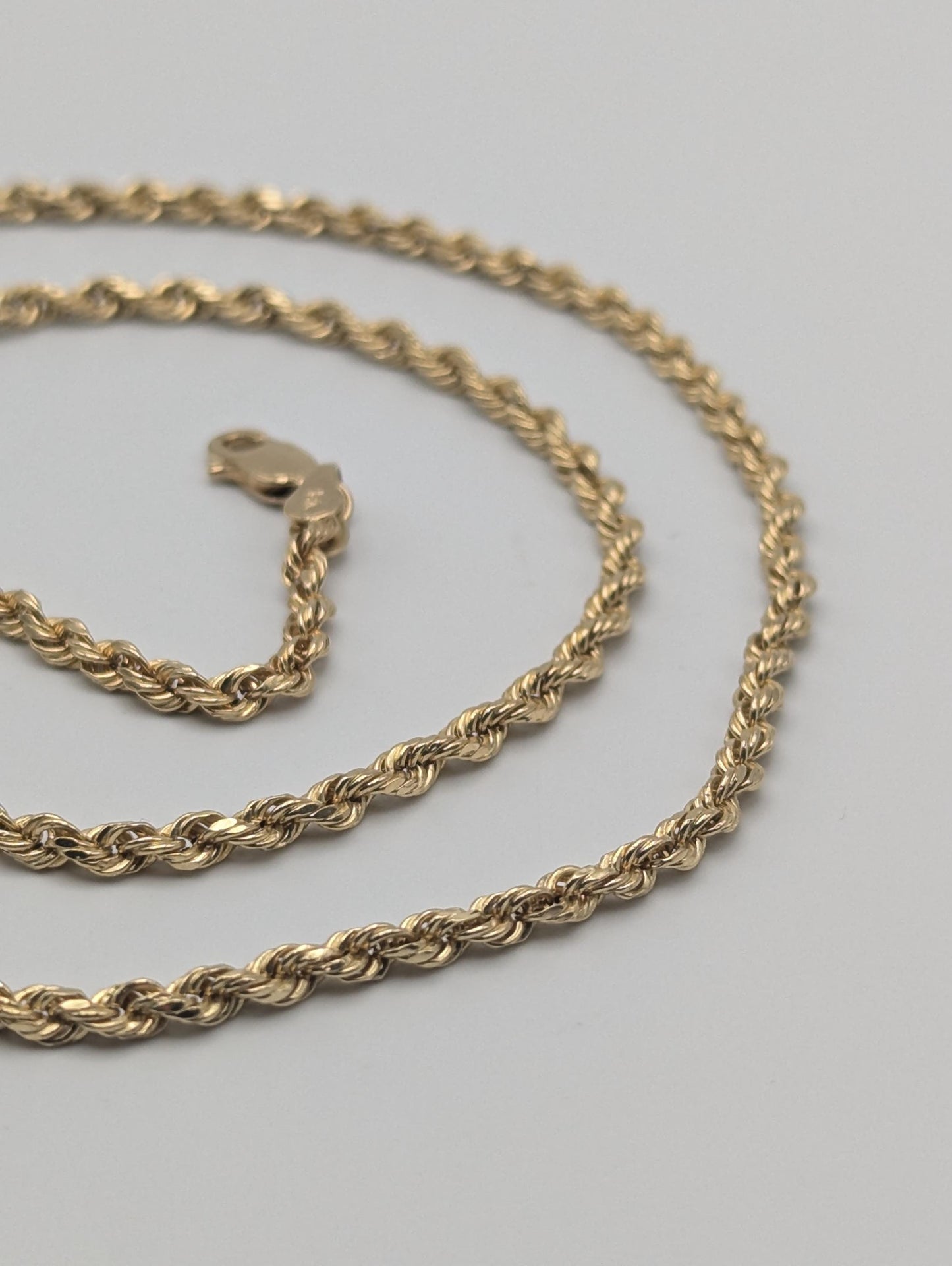 14k Yellow Gold Twisted Rope Chain 20" Classic Rope Chain Necklace