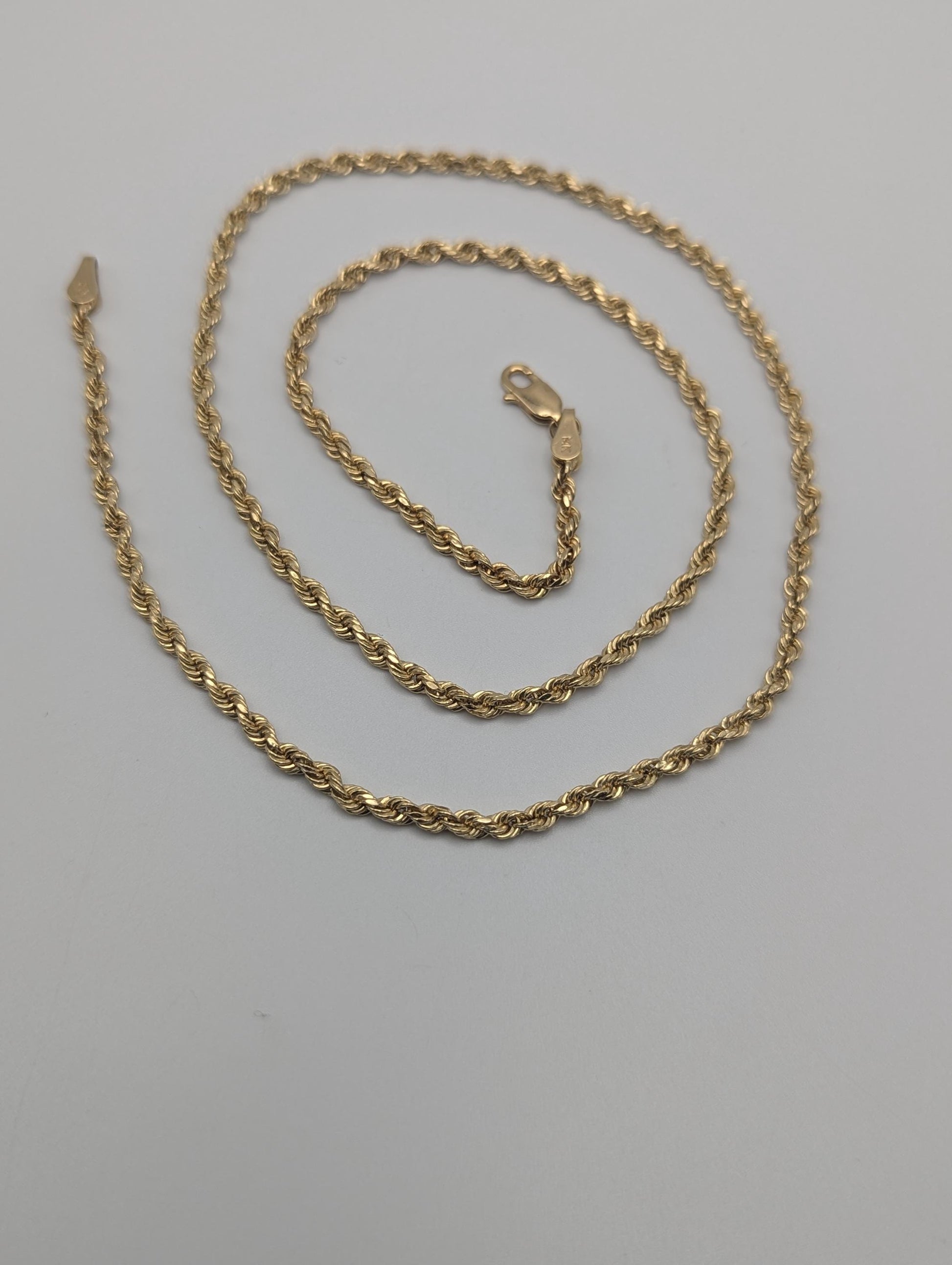 14k Yellow Gold Twisted Rope Chain 20" Classic Rope Chain Necklace