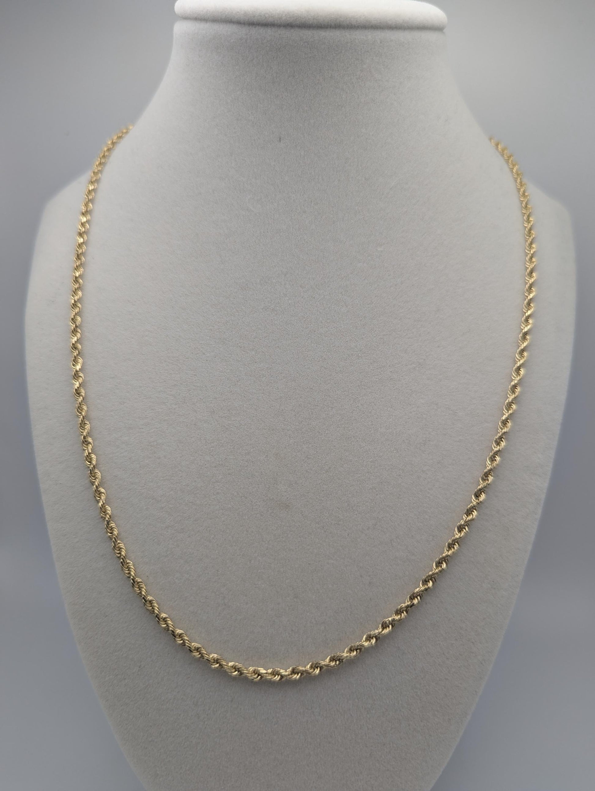 14k Yellow Gold Twisted Rope Chain 20" Classic Rope Chain Necklace