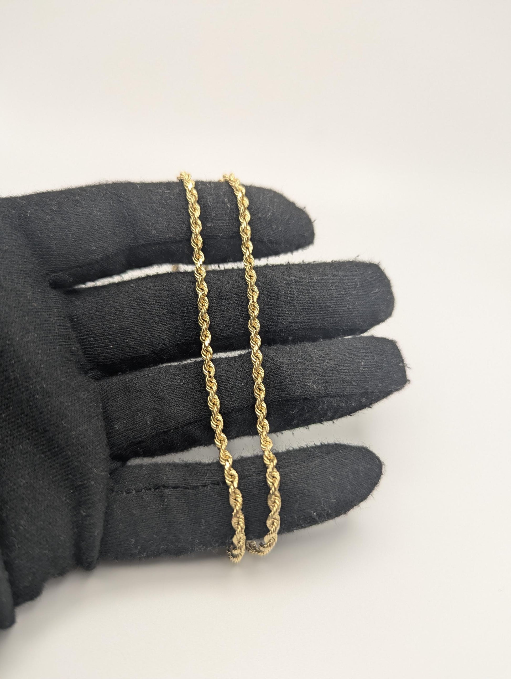 14k Yellow Gold Twisted Rope Chain 20" Classic Rope Chain Necklace