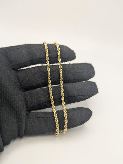 14k Yellow Gold Twisted Rope Chain 20" Classic Rope Chain Necklace
