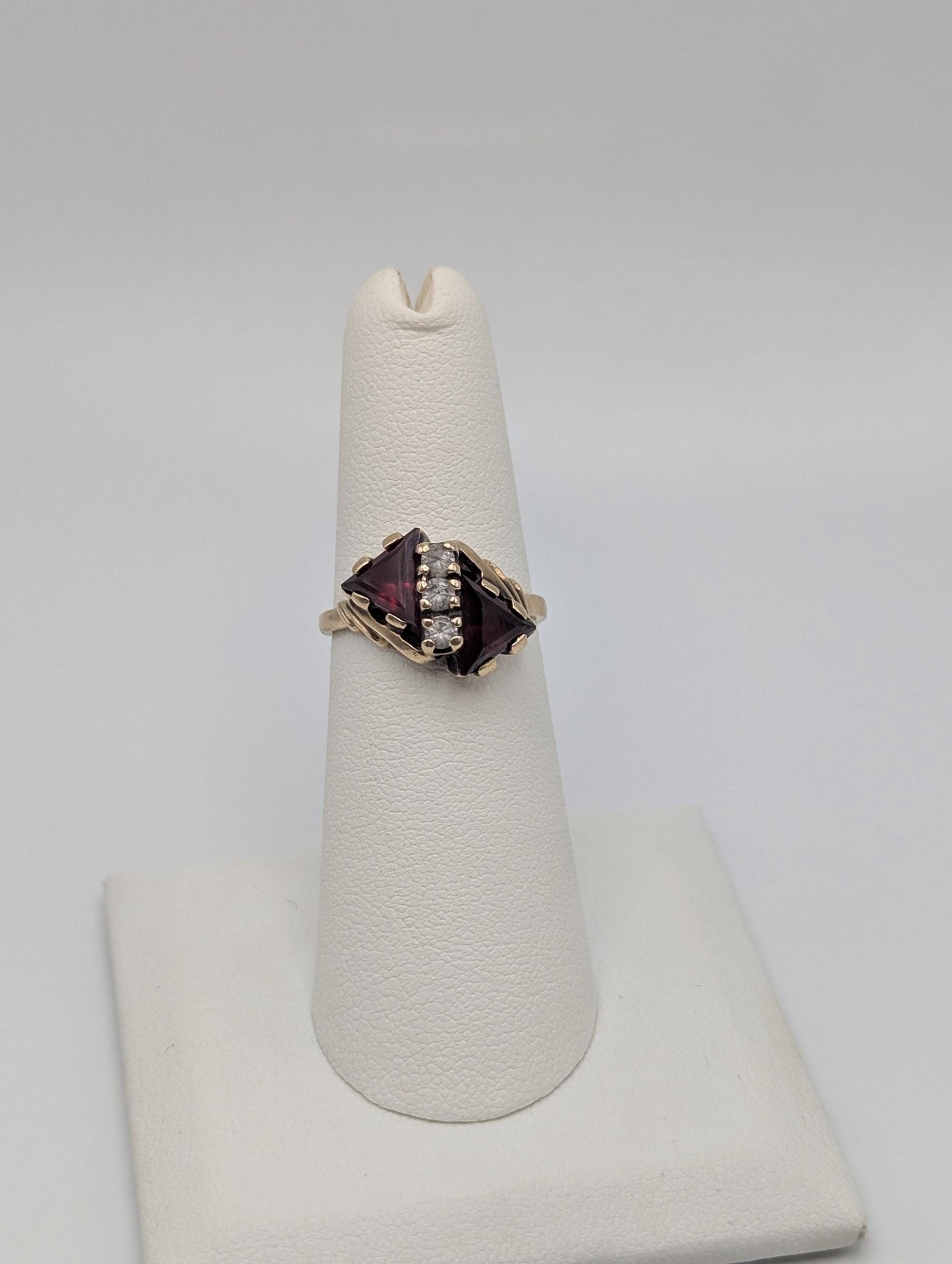 10k Yellow Gold Ruby & Quartz Ring Promise Engagement Wedding band