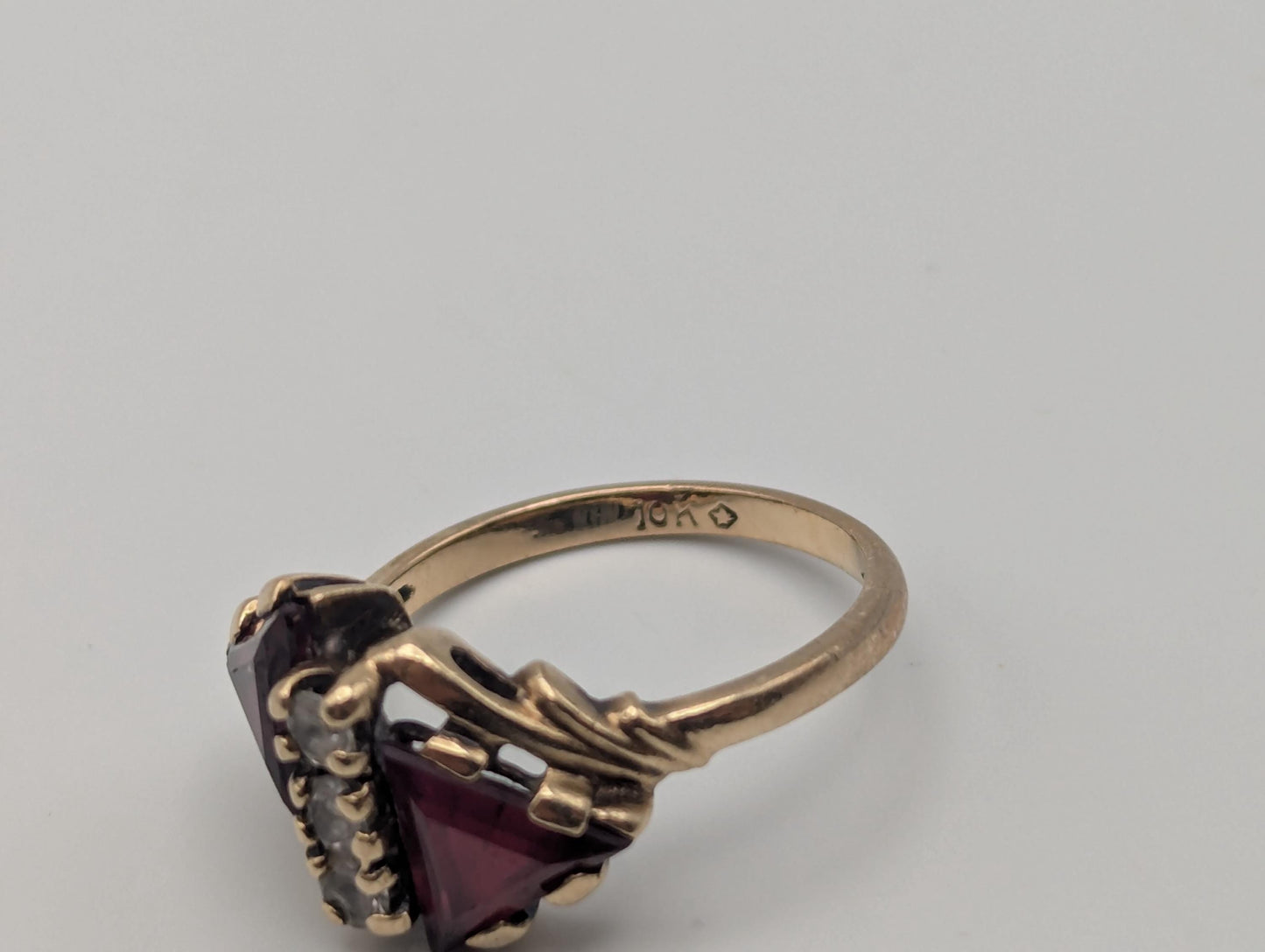 10k Yellow Gold Ruby & Quartz Ring Promise Engagement Wedding band