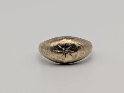 10k Yellow Solid Gold Textured Diamond Dome Style Ring Wide Wedding Band Ring