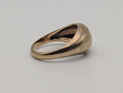 10k Yellow Solid Gold Textured Diamond Dome Style Ring Wide Wedding Band Ring