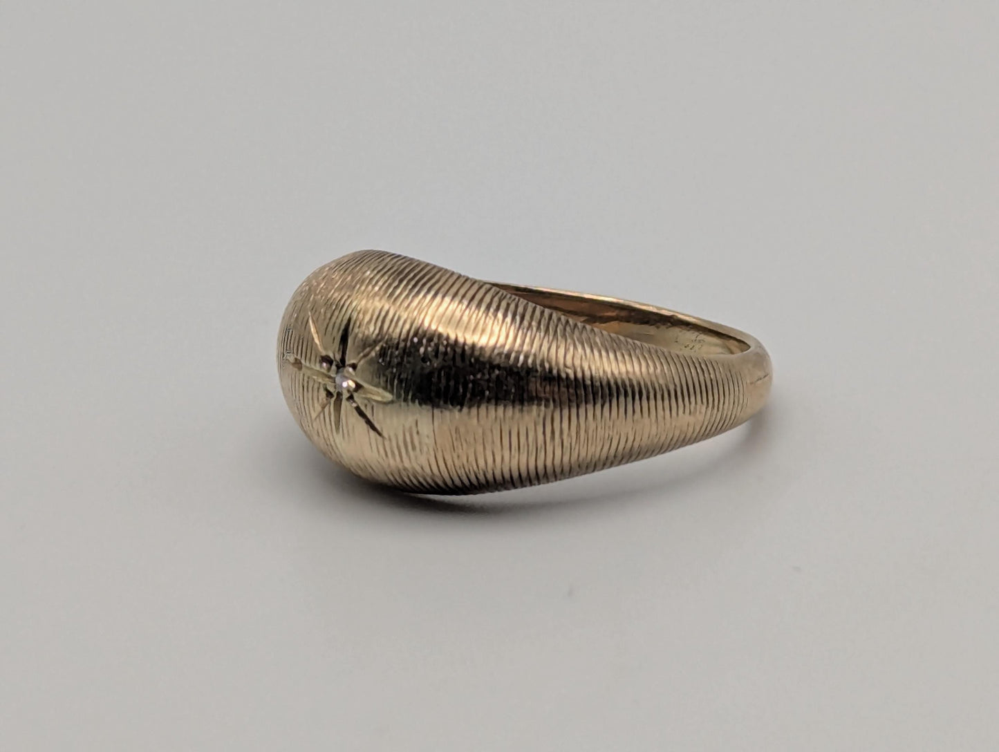 10k Yellow Solid Gold Textured Diamond Dome Style Ring Wide Wedding Band Ring