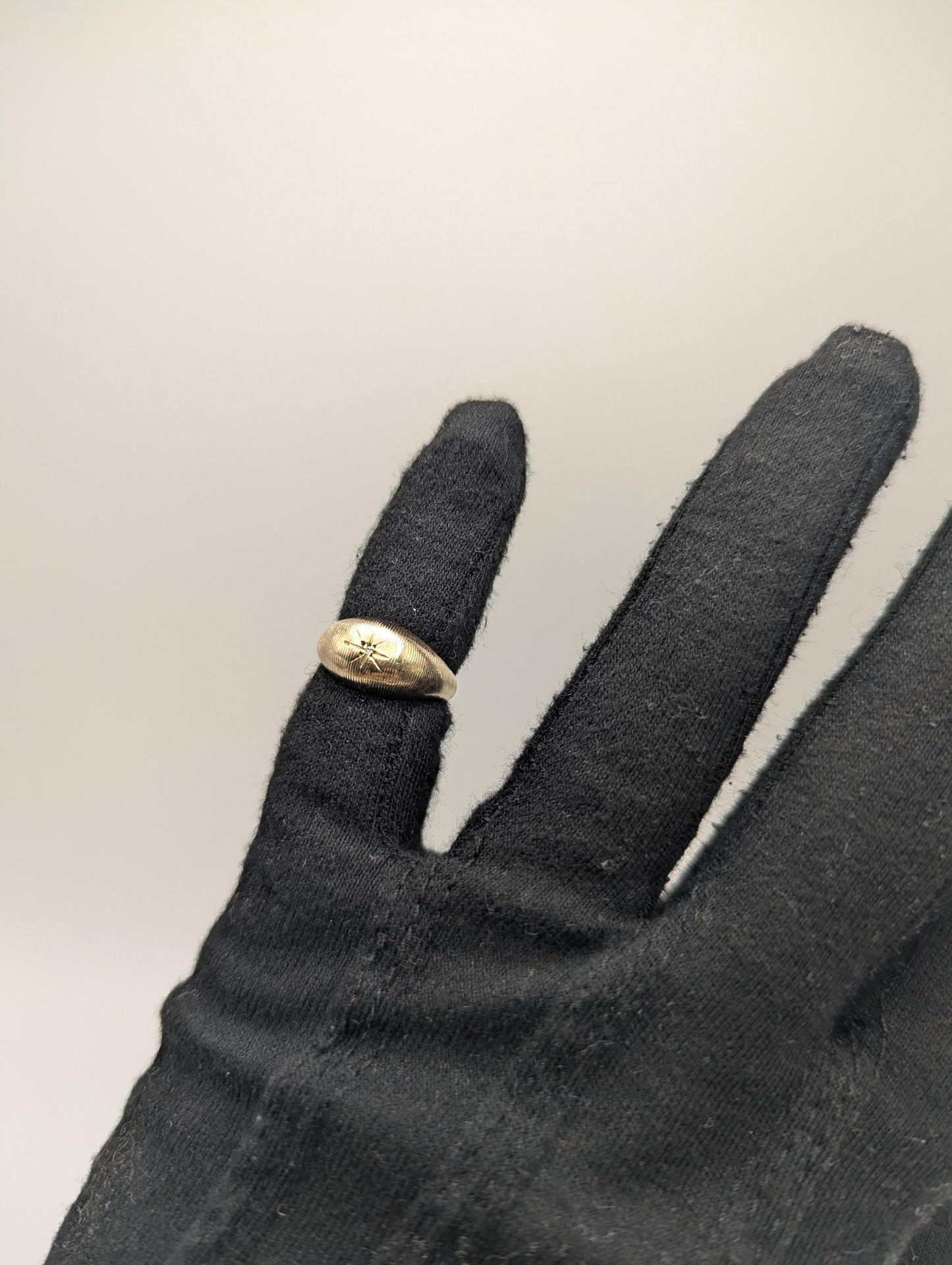 10k Yellow Solid Gold Textured Diamond Dome Style Ring Wide Wedding Band Ring