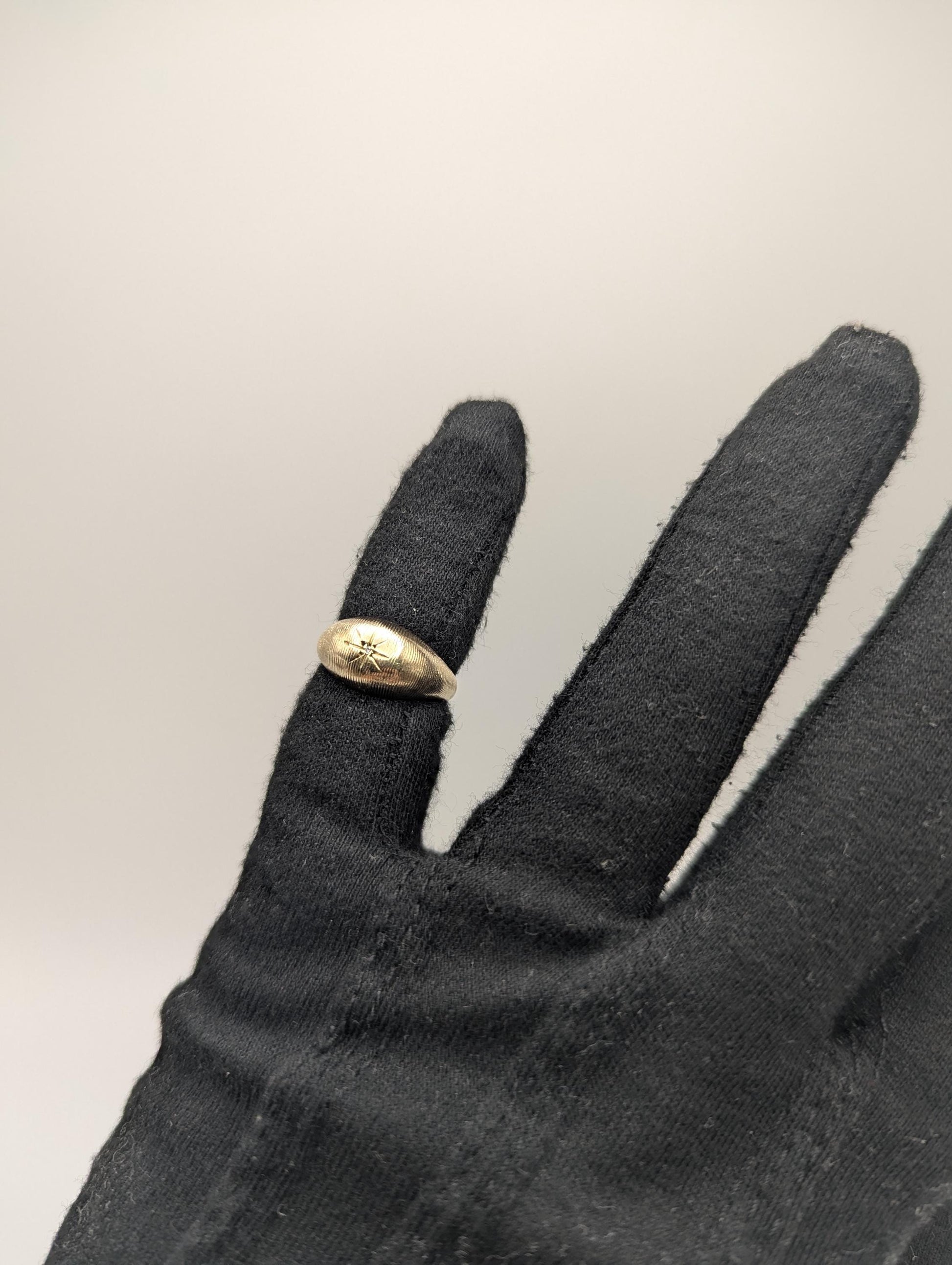 10k Yellow Solid Gold Textured Diamond Dome Style Ring Wide Wedding Band Ring