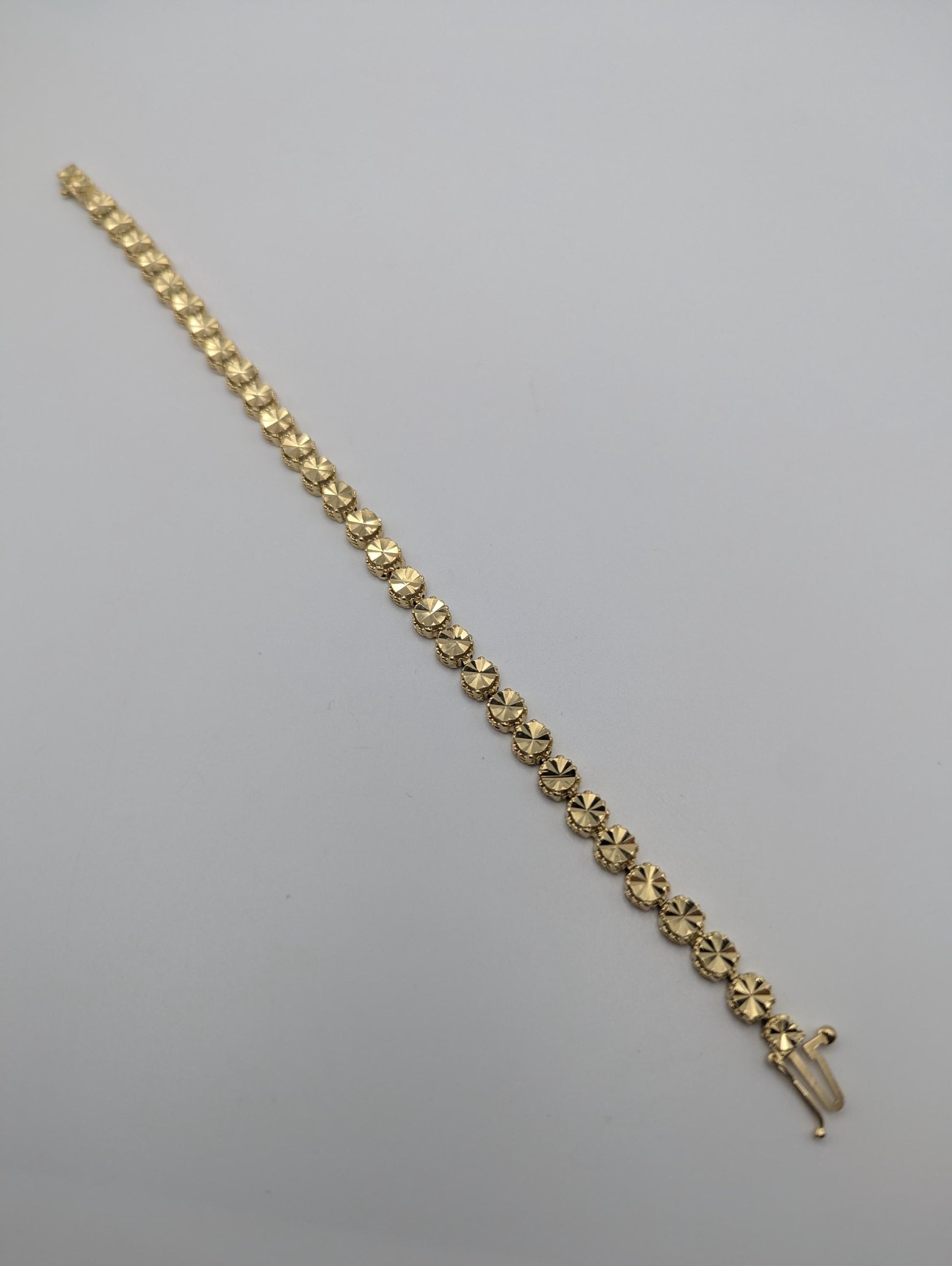 14k Yellow Gold HEAVY 10gr Link 8" Circular Link Bracelet Speciality Chain Link Bracelet