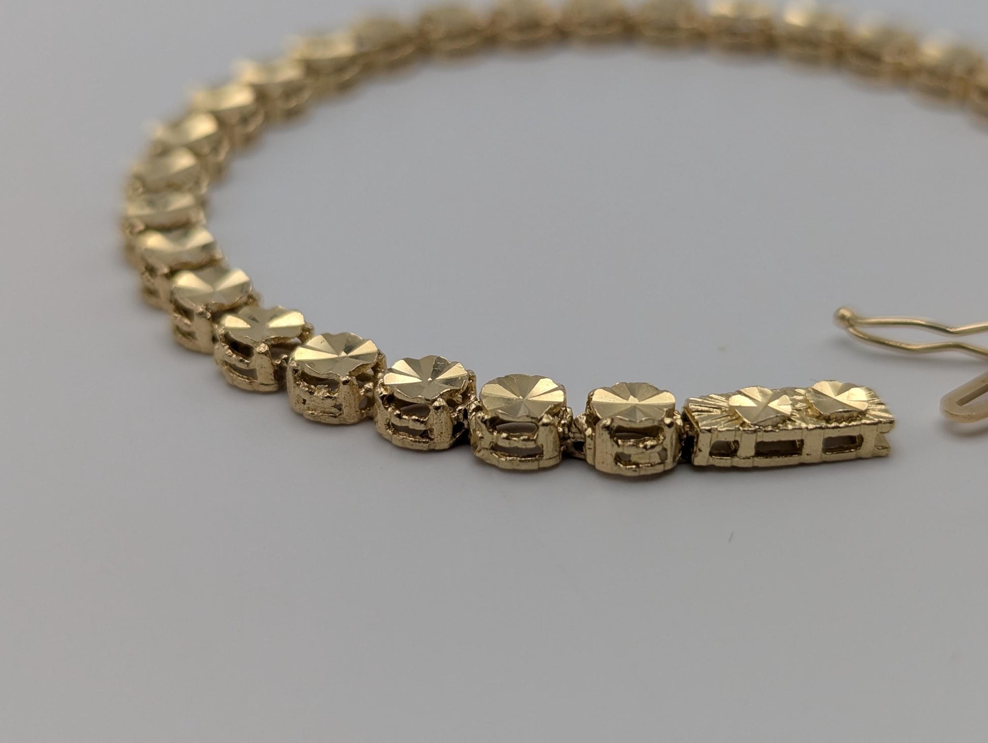 14k Yellow Gold HEAVY 10gr Link 8" Circular Link Bracelet Speciality Chain Link Bracelet