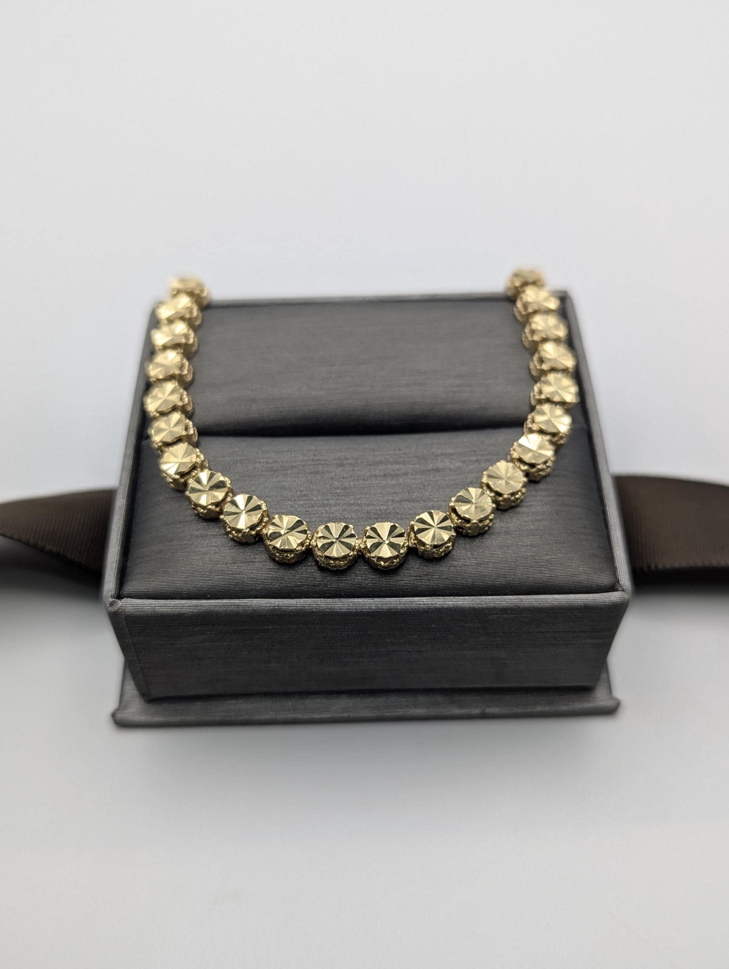 14k Yellow Gold HEAVY 10gr Link 8" Circular Link Bracelet Speciality Chain Link Bracelet