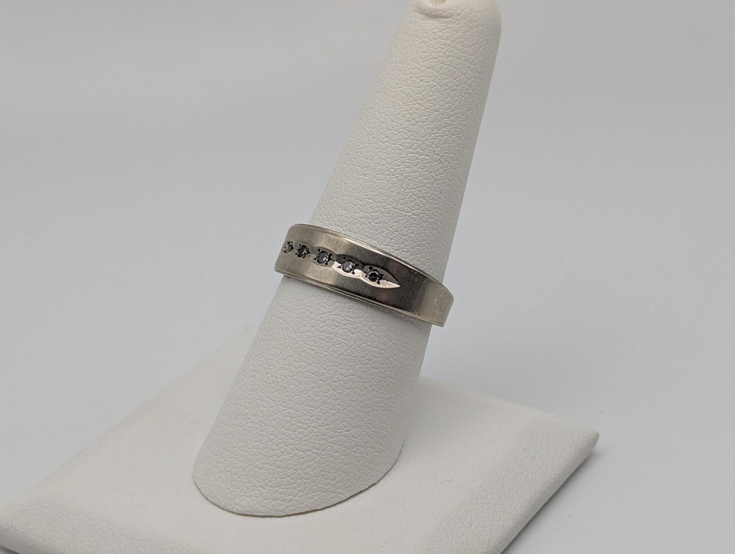 14k White Gold Diamond Mens Channel Set Half Wedding Band Anniversary Ring