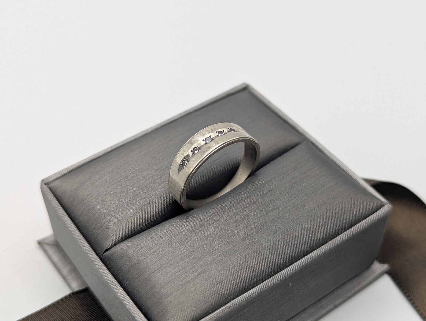 14k White Gold Diamond Mens Channel Set Half Wedding Band Anniversary Ring