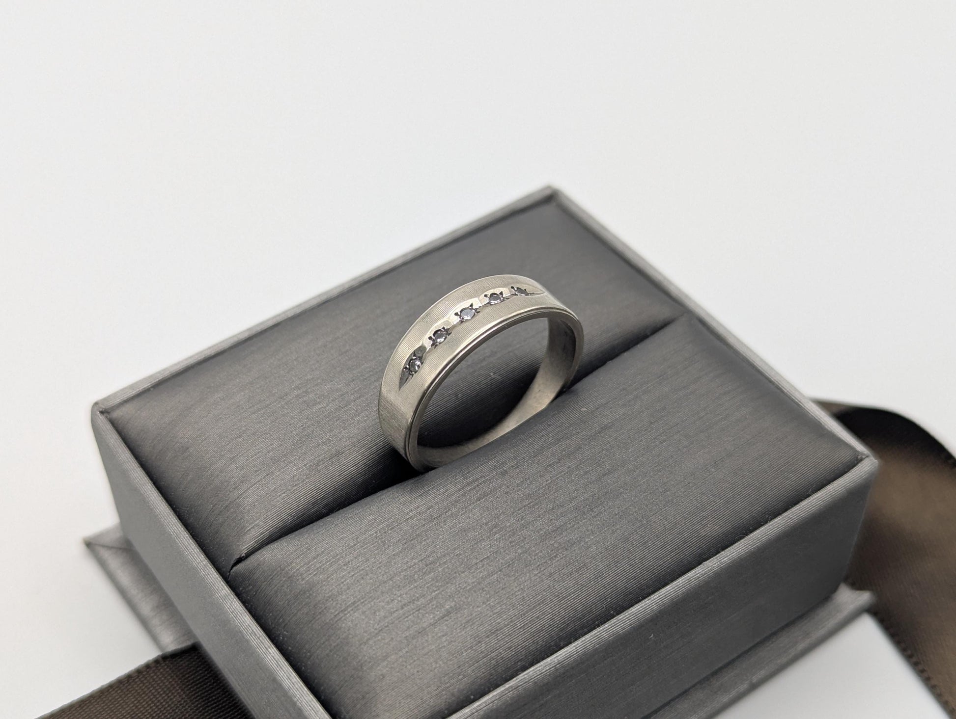 14k White Gold Diamond Mens Channel Set Half Wedding Band Anniversary Ring