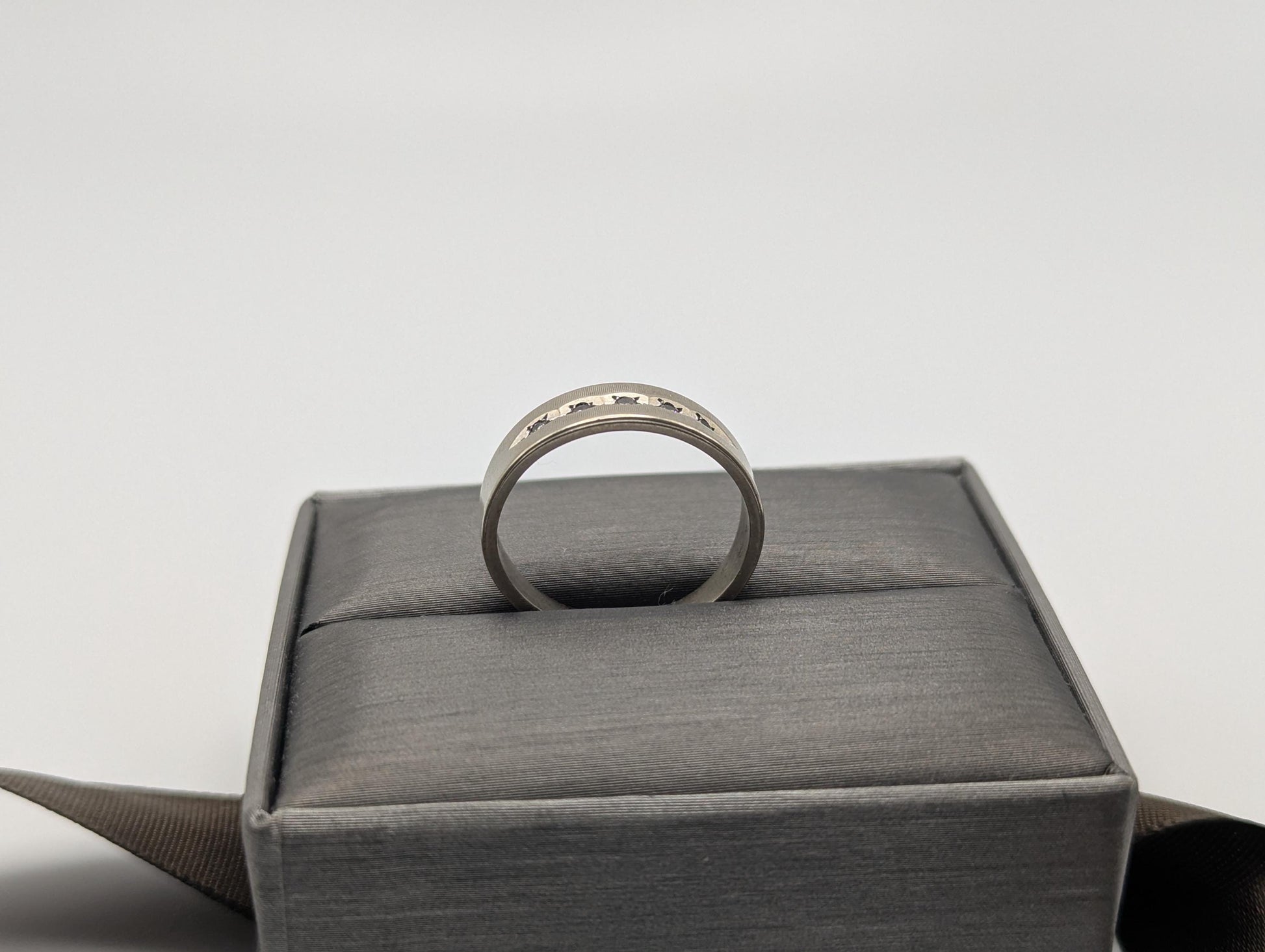 14k White Gold Diamond Mens Channel Set Half Wedding Band Anniversary Ring