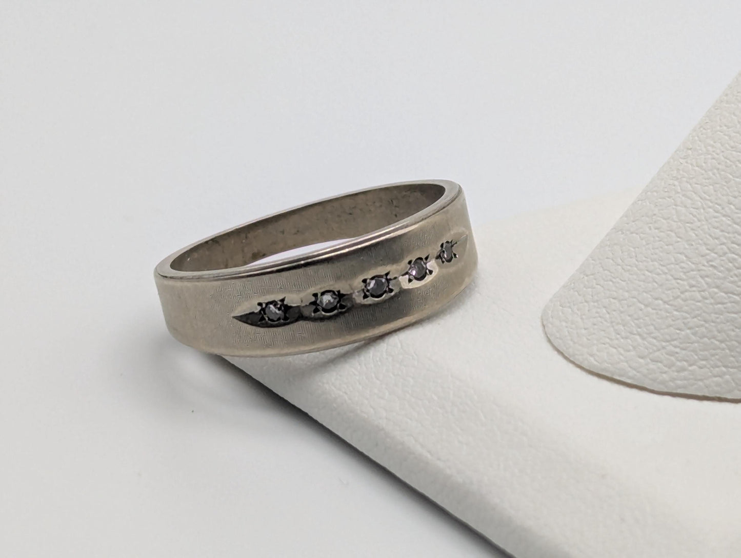 14k White Gold Diamond Mens Channel Set Half Wedding Band Anniversary Ring