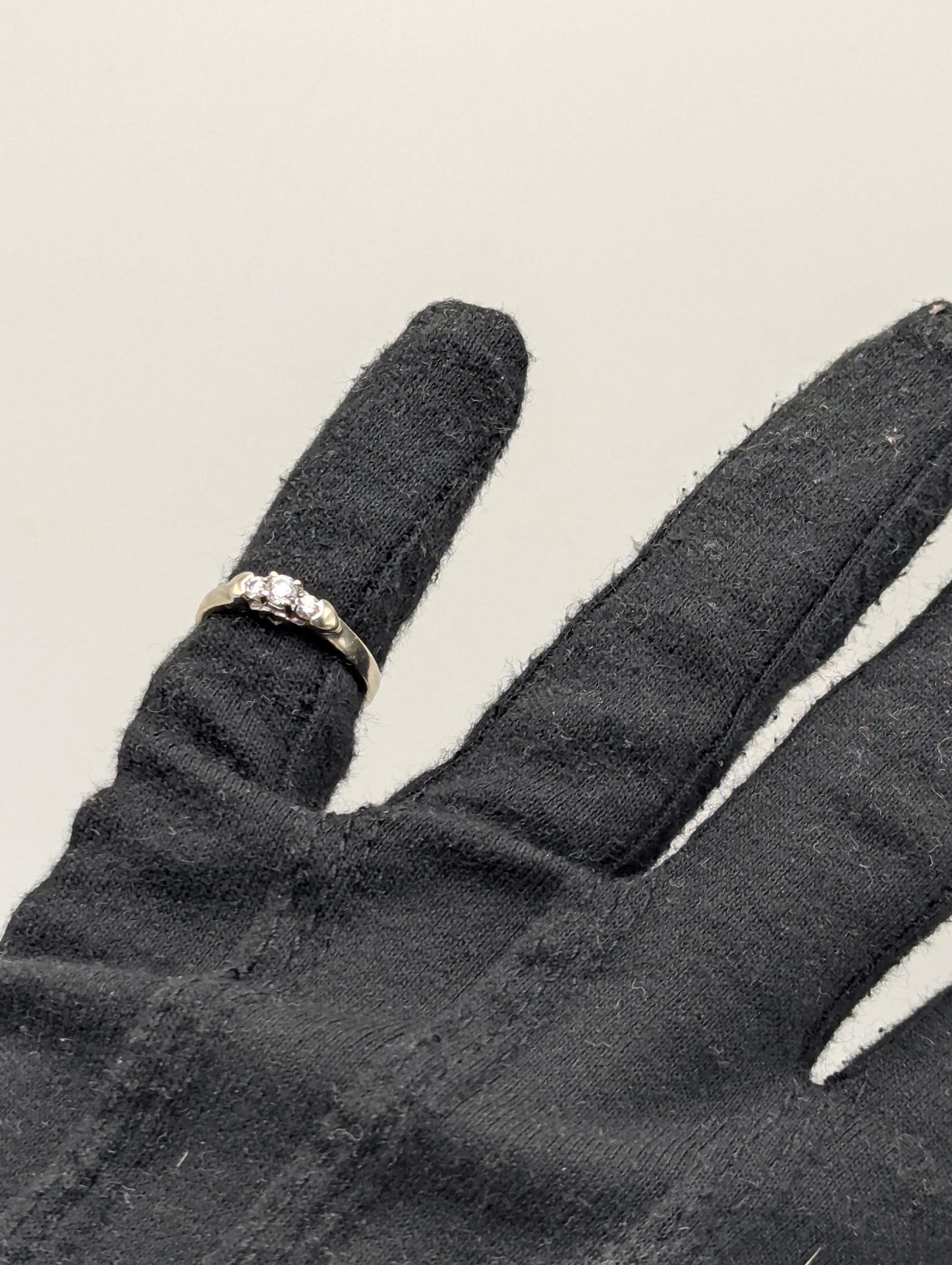 14K White Gold Triple Diamond Ring Engagement Ring. Promise Ring.